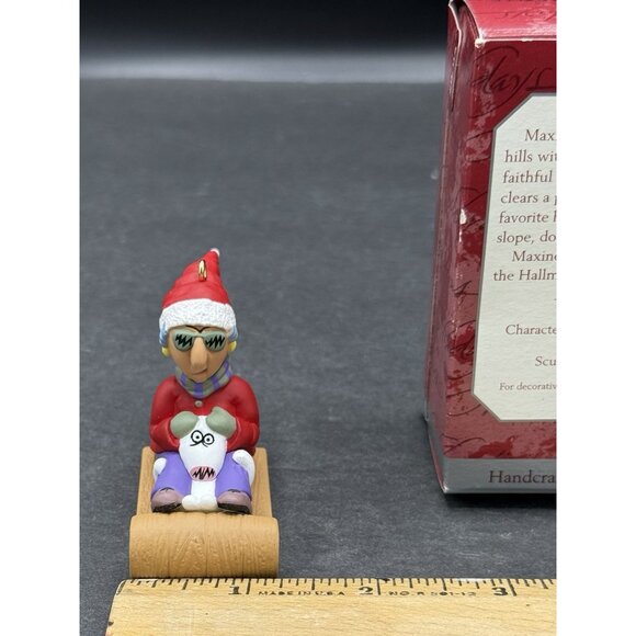 VTG 1998 Hallmark Keepsake Christmas Ornament "Maxine" Sledding w/Dog Floyd - Picture 9 of 9